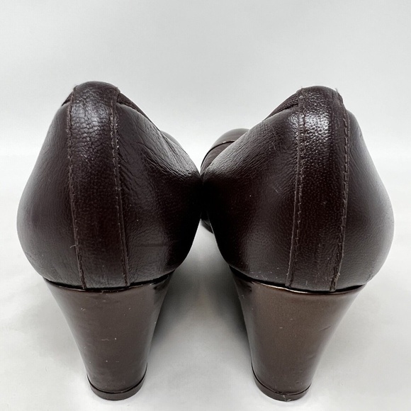 FS/NY French Sole Wedge Cap Toe Brown Bronze Leather Womens US 8 B - Picture 5 of 13